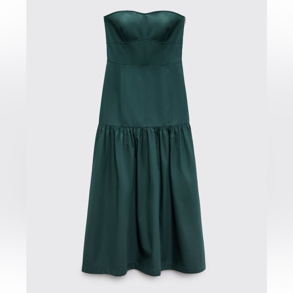 Zara Topstitched Midi Dress